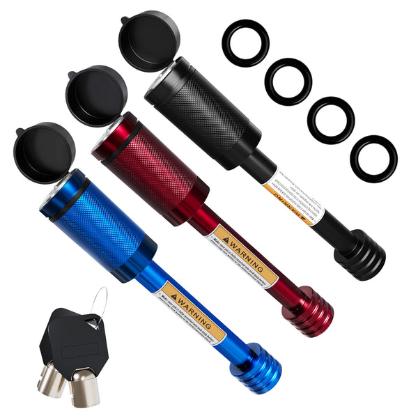 Hitch Receiver Pin Lock 5/8" Dia Locking Hitch Pin Fits 2 and 2-1/2 Inch Receiver BLACK RED & BLUE