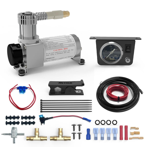 Universal Truck Air Bag Compressor System with Gauge - RACS001 Rapid Inflation Kit